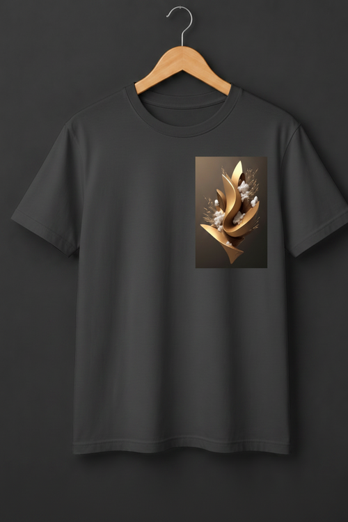 Flourish — Golden Fluid Botanical Sculpture Art Premium Beige T-Shirt