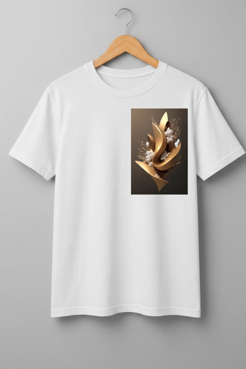 Flourish — Golden Fluid Botanical Sculpture Art Premium Beige T-Shirt