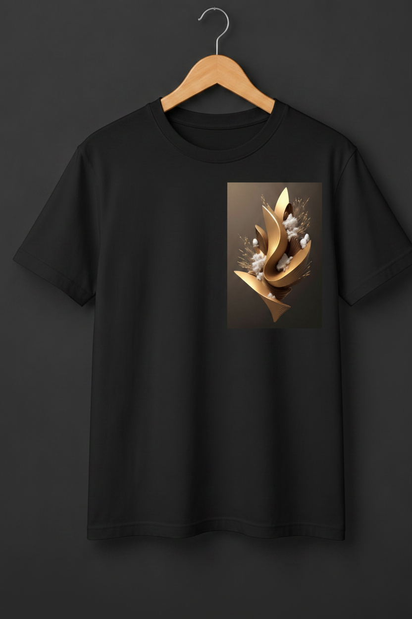 Flourish — Golden Fluid Botanical Sculpture Art Premium Beige T-Shirt