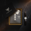 Vardhan Signature Polo — Navy & Cream Waffle Stripe Knit