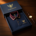 Vardhan Signature Polo – Deep Navy & Burgundy Gold