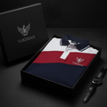 Vardhan Diagonal Colorblock Polo – Ivory, Scarlet & Navy