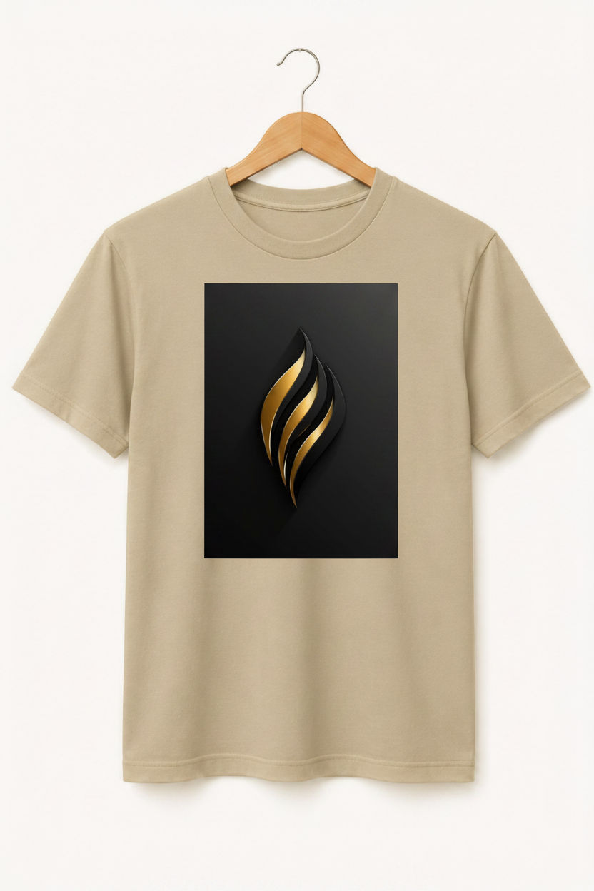 Ignite — Gold Flame Sculpture Art Premium Black T-Shirt