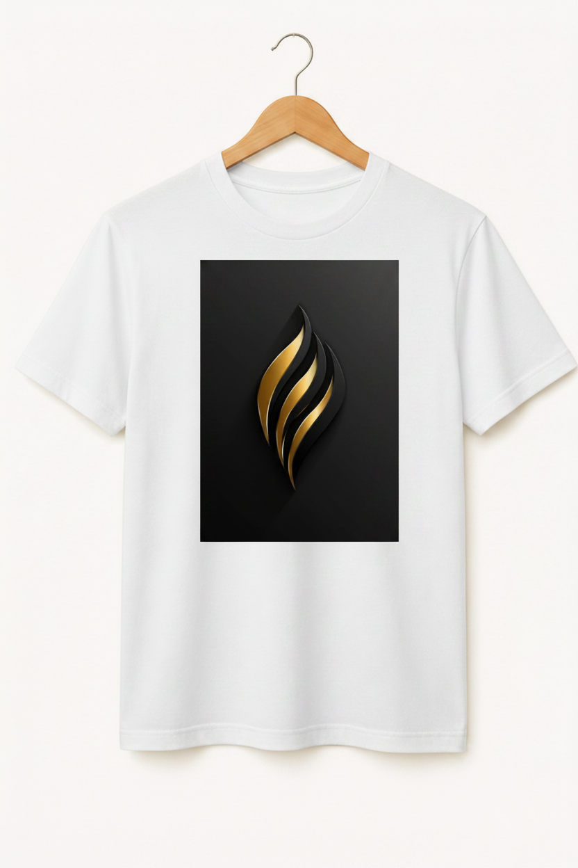 Ignite — Gold Flame Sculpture Art Premium Black T-Shirt
