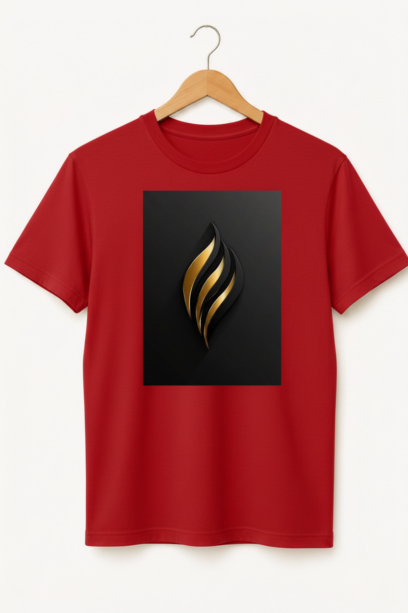 Ignite — Gold Flame Sculpture Art Premium Black T-Shirt