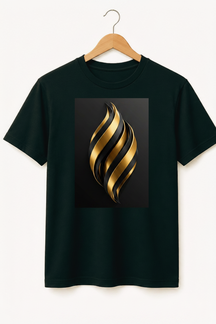 Ignite — Gold Flame Sculpture Art Premium Black T-Shirt