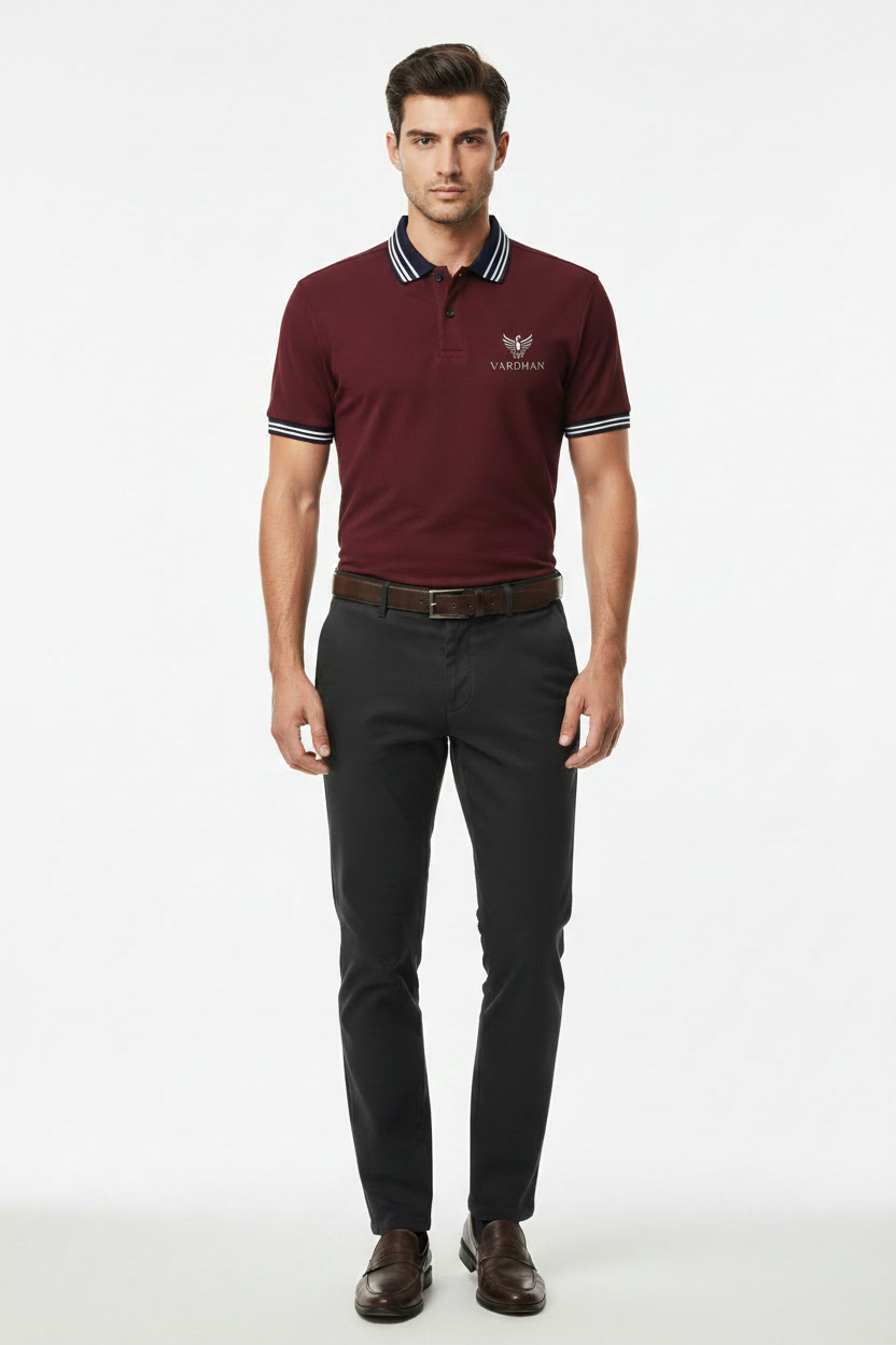 VARDHAN Royal Burgundy Premium Polo – Billionaire Studio Shot