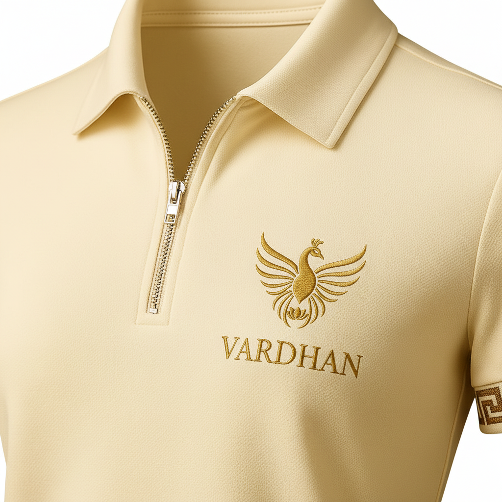 Vardhan Empress Polo — Ivory & Gold Greek Key | Women's