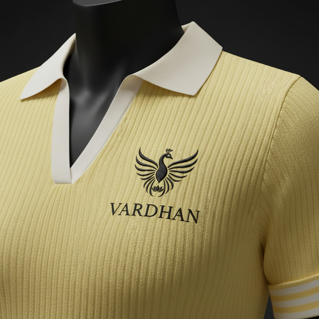 Vardhan Solara Polo — Lemon Yellow & White Open V-Neck | Women's