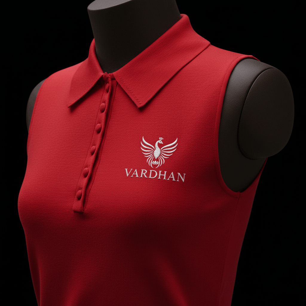 Vardhan Valentino Polo Vest — Lipstick Red Tonal Sleeveless | Women's