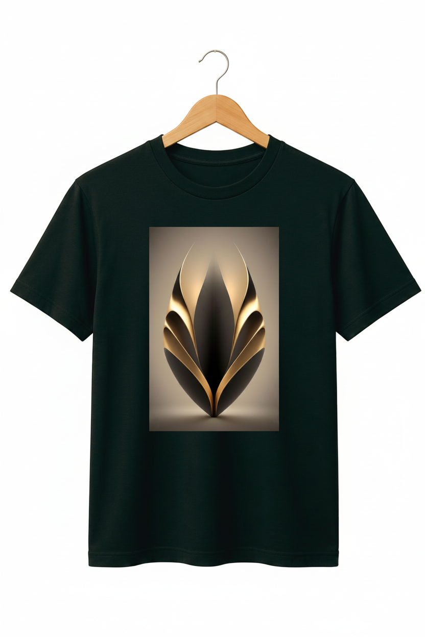 Luminary — Golden Lotus Flame Sculpture Art Premium Black T-Shirt