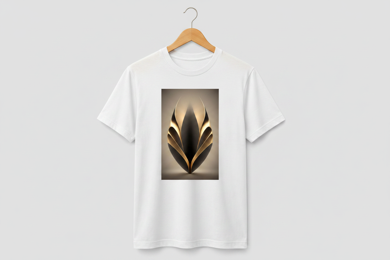 Luminary — Golden Lotus Flame Sculpture Art Premium Black T-Shirt