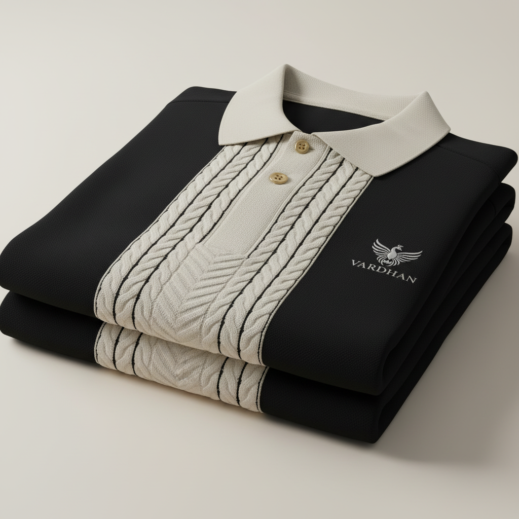 Vardhan Terra Lattice Polo — Olive Piqué & Gunmetal Badge | Where the Earth Wears Authority