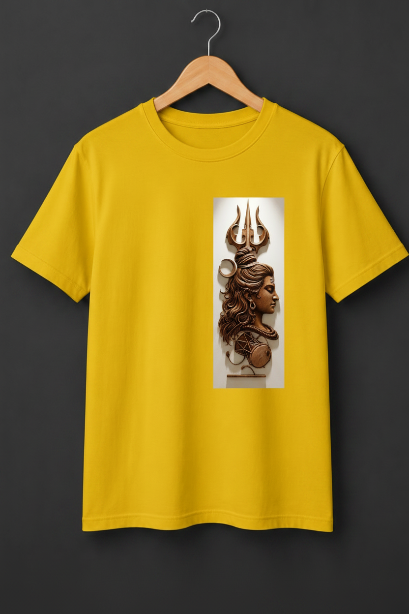 Mahadev — Lord Shiva Trishul Relief Art Premium Cream T-Shirt