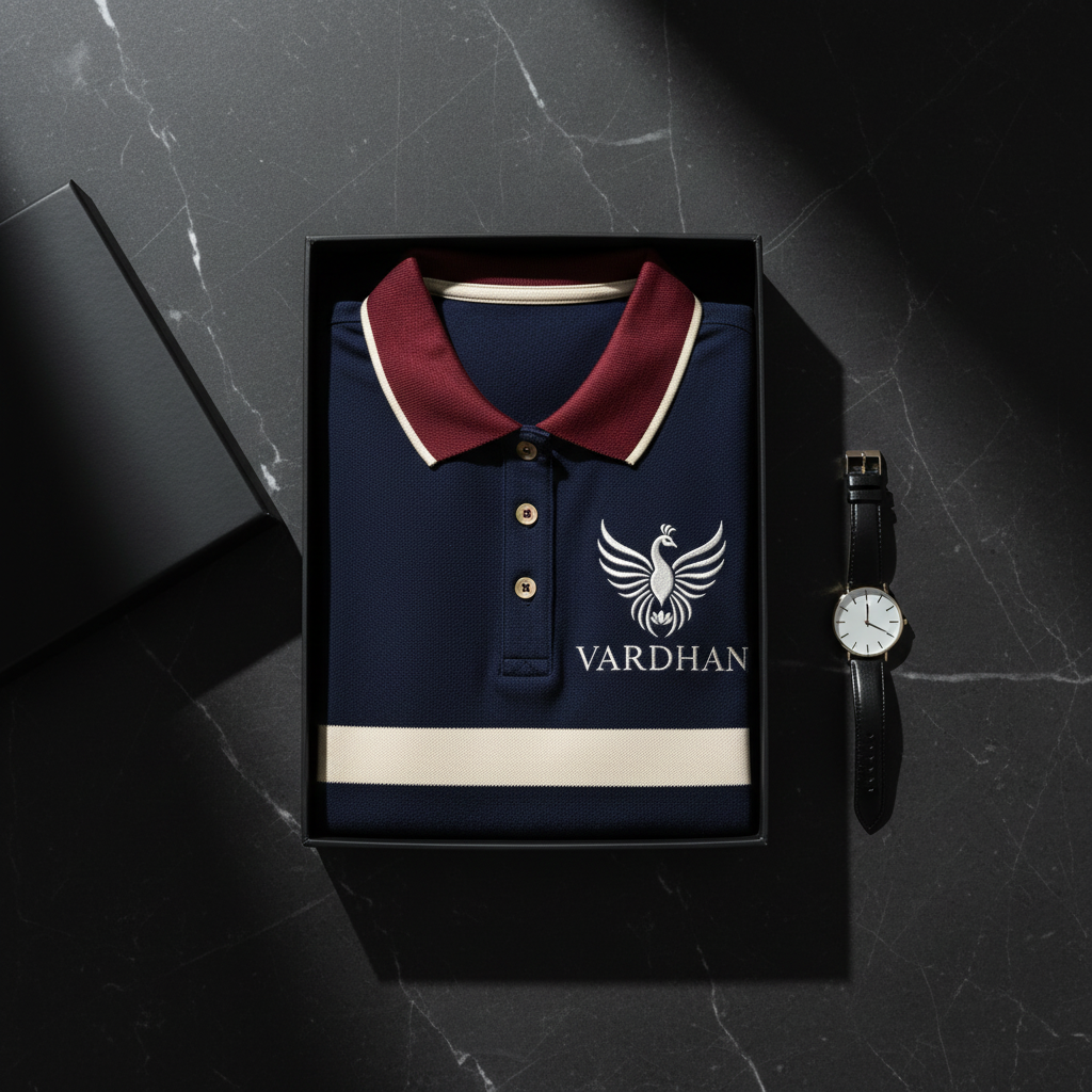 Vardhan Equestrian Polo — Deep Navy & Burgundy Collar | Women's