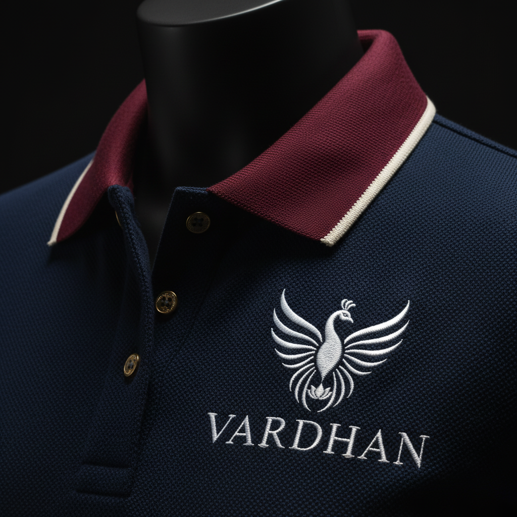 Vardhan Equestrian Polo — Deep Navy & Burgundy Collar | Women's