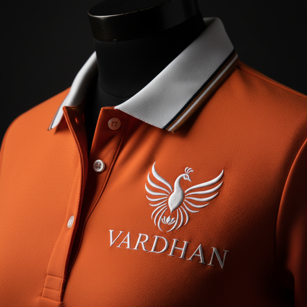 Vardhan Soleil Polo — Vibrant Orange & White Stripe Collar | Women's