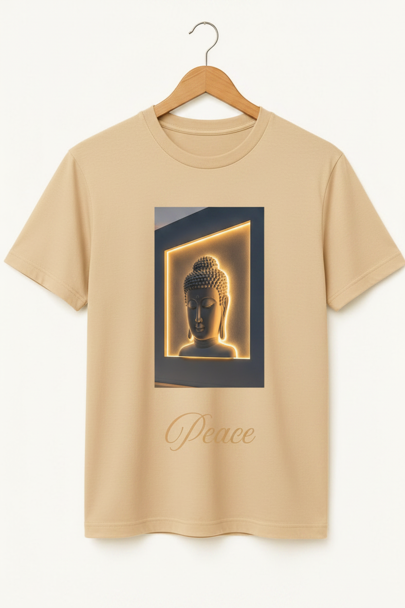 Peace — Glowing Buddha Serenity Art Premium Black T-Shirt