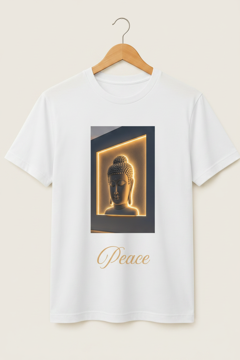 Peace — Glowing Buddha Serenity Art Premium Black T-Shirt
