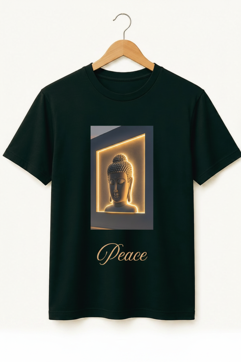 Peace — Glowing Buddha Serenity Art Premium Black T-Shirt