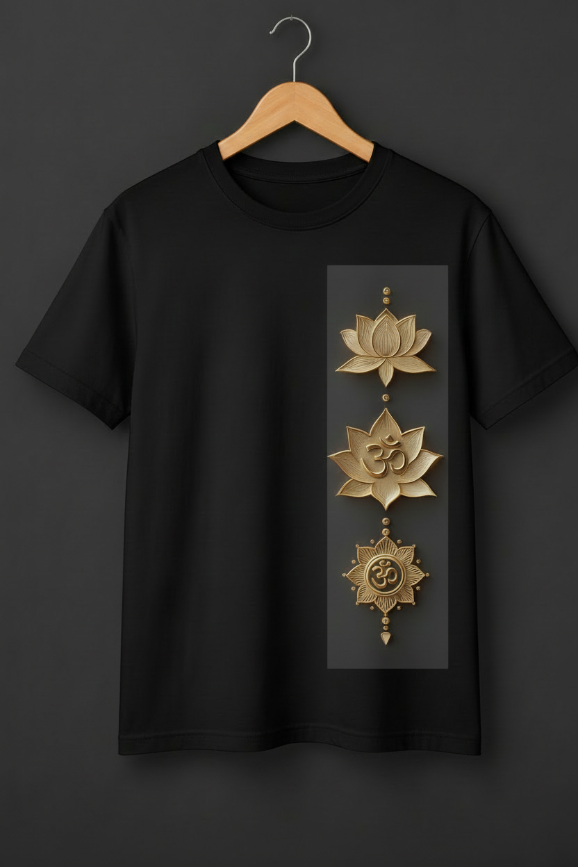 Sacred Trinity Om Lotus Graphic T-Shirt