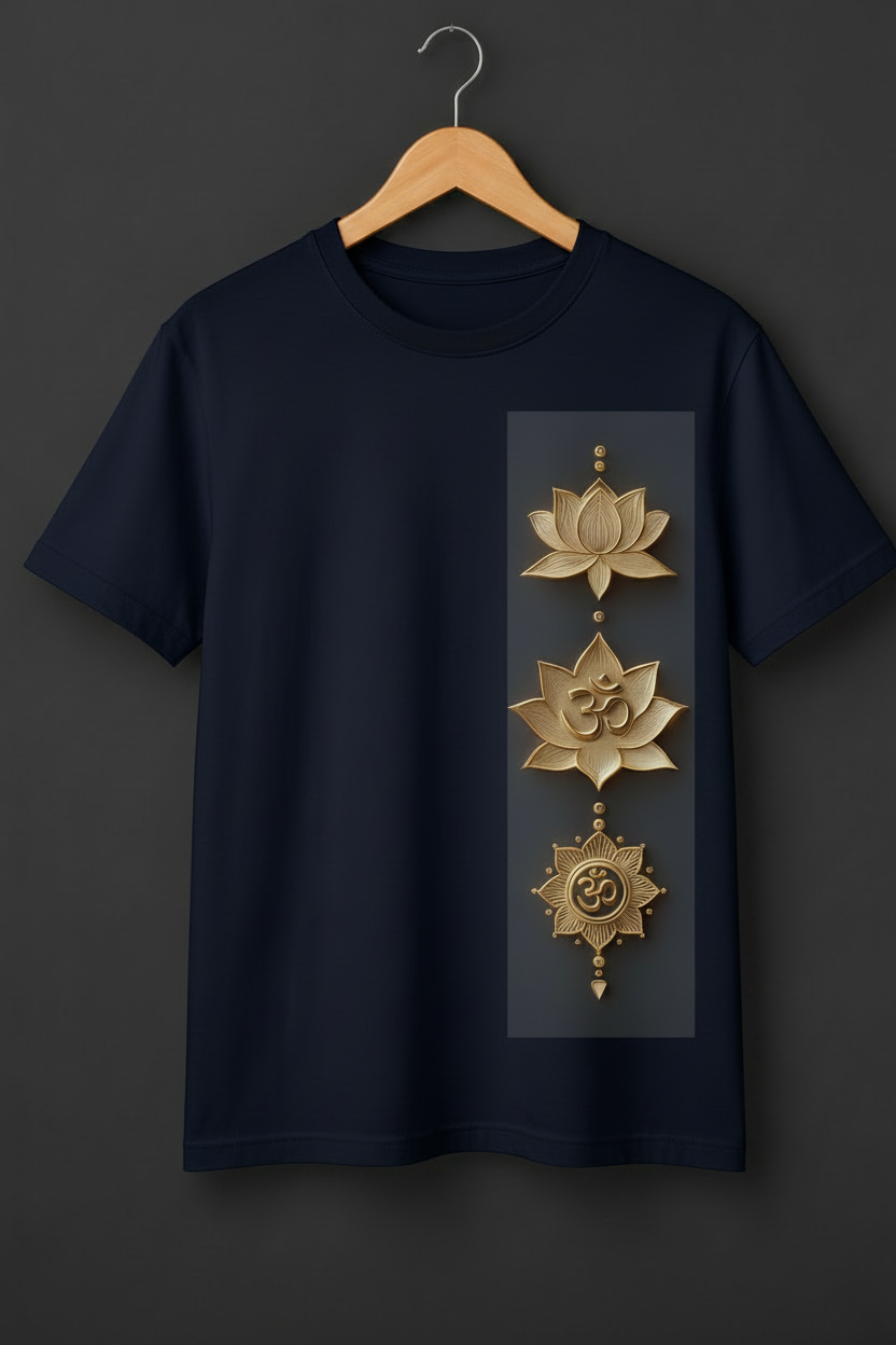 Sacred Trinity Om Lotus Graphic T-Shirt