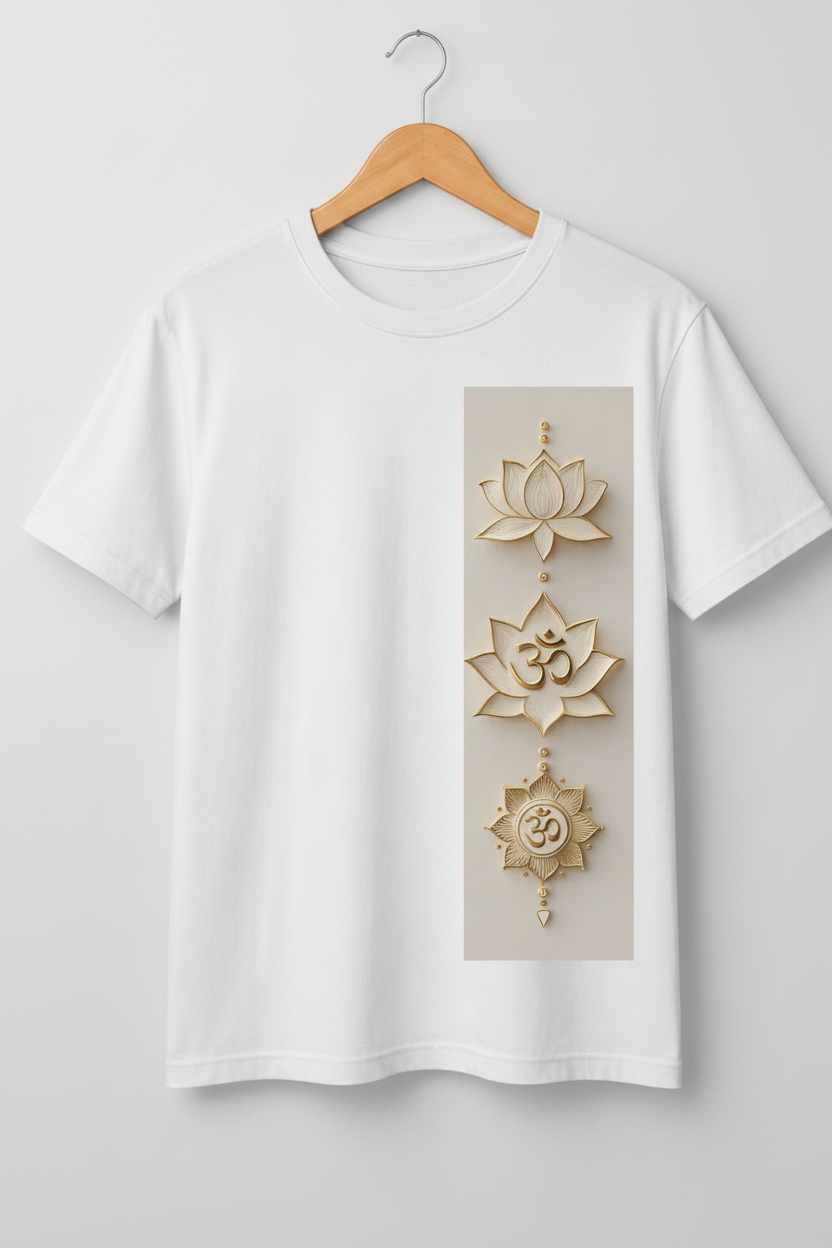 Sacred Trinity Om Lotus Graphic T-Shirt