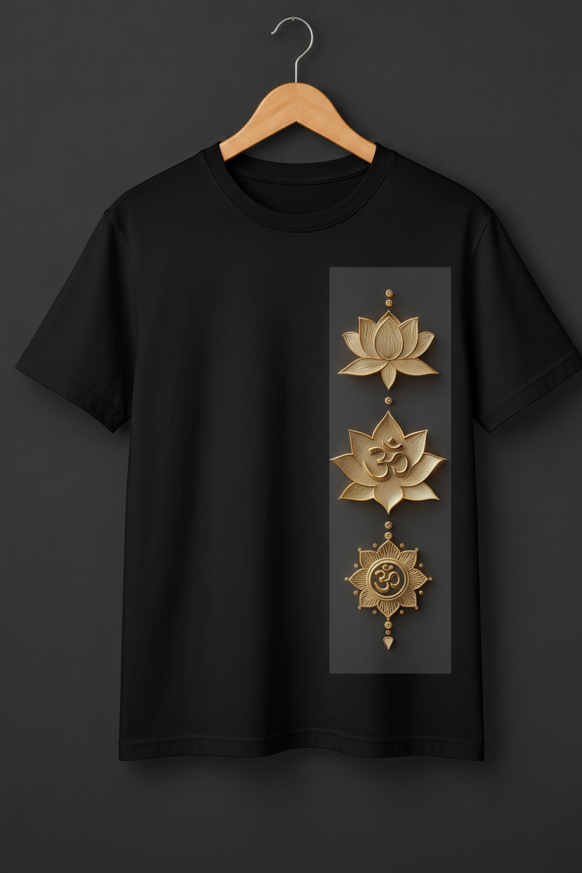 Sacred Trinity Om Lotus Graphic T-Shirt