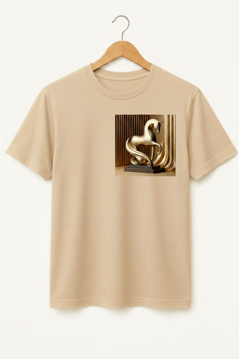 Unicorn — Golden Sculpture Art Premium Black T-Shirt