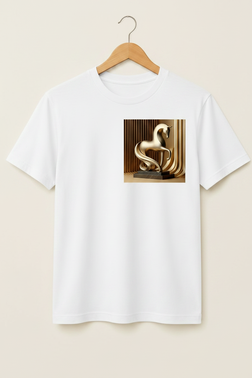 Unicorn — Golden Sculpture Art Premium Black T-Shirt