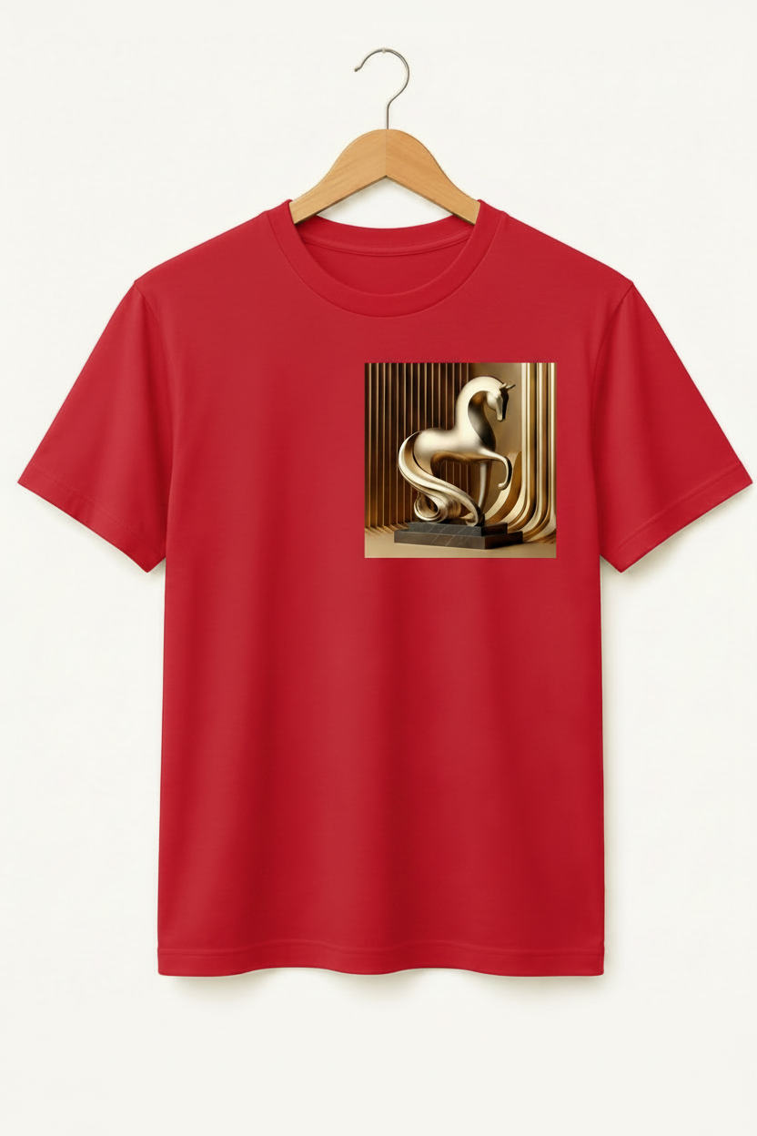 Unicorn — Golden Sculpture Art Premium Black T-Shirt
