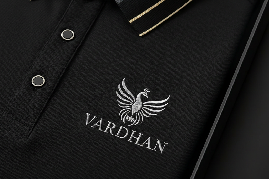 VARDHAN Noir Gold Premium Polo – Jet Black & Gold