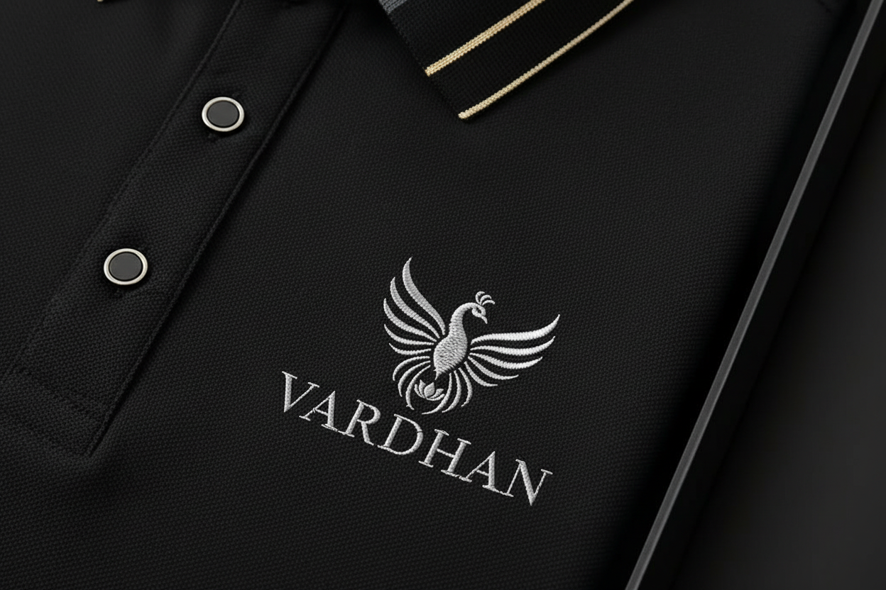 VARDHAN Noir Gold Premium Polo – Jet Black & Gold