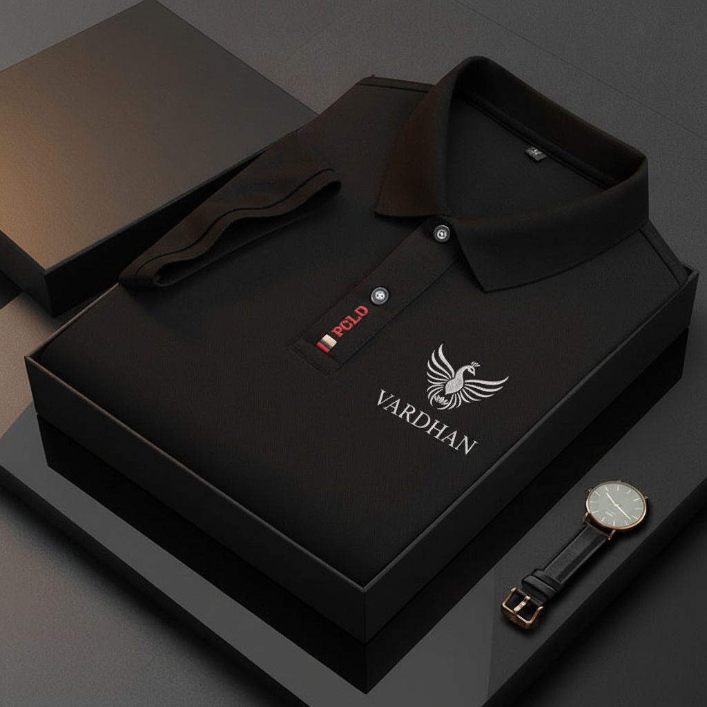 Vardhan Imperial Polo T-Shirt – Jet Black