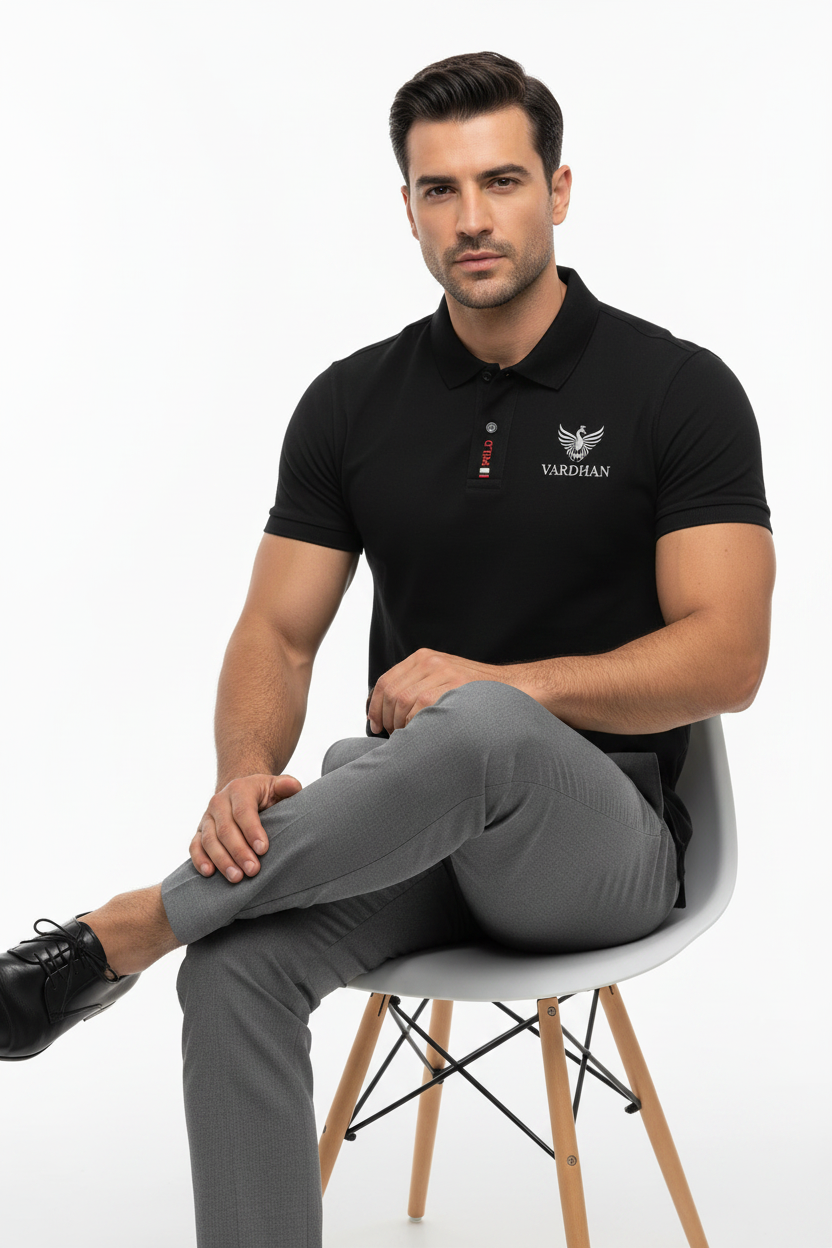Vardhan Imperial Polo T-Shirt – Jet Black