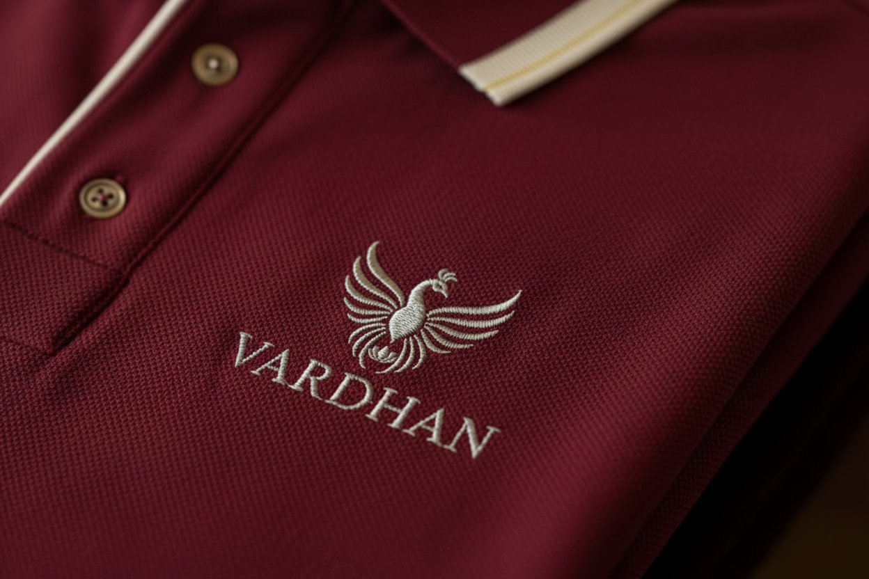 VARDHAN Royal Crest Premium Polo – Deep Burgundy