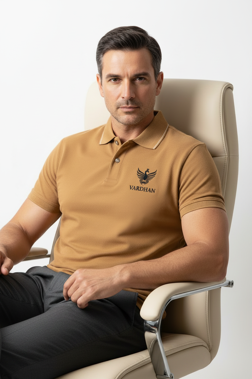 Vardhan Oxford Polo T-Shirt – Camel
