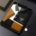 Vardhan Colorblock Polo – Onyx, Ivory & Caramel