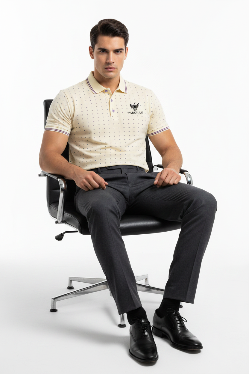Vardhan Diamond Polo T-Shirt – Ivory Cream