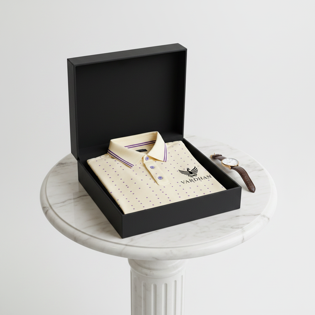 Vardhan Diamond Polo T-Shirt – Ivory Cream