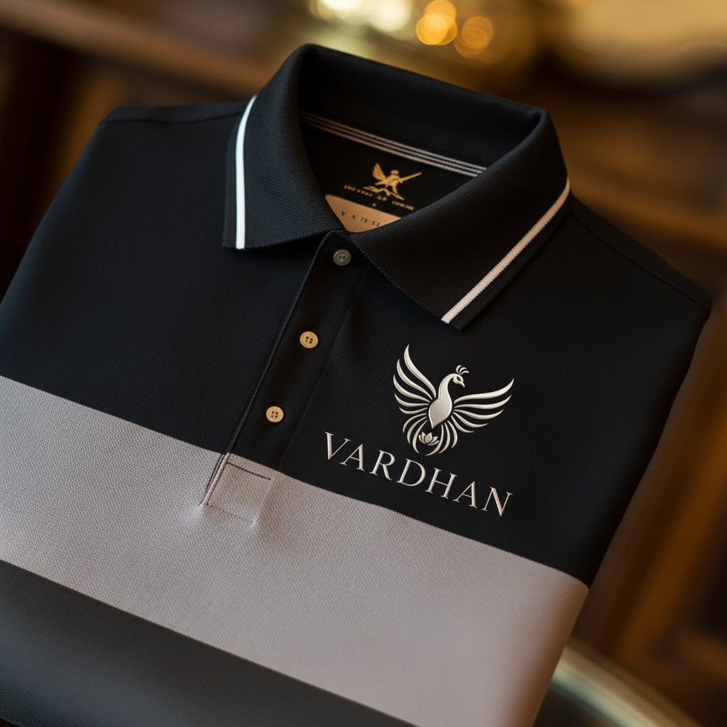 Vardhan Midnight Colorblock Polo – Onyx & Grey
