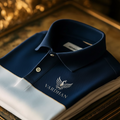 Vardhan Royal Navy Colorblock Polo – Navy & Ivory