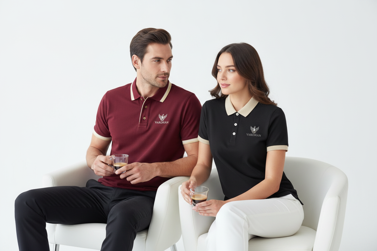 VARDHAN Royal Crest Premium Polo – Deep Burgundy