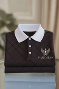 Vardhan Diamond Quilted Polo – Espresso & Ivory