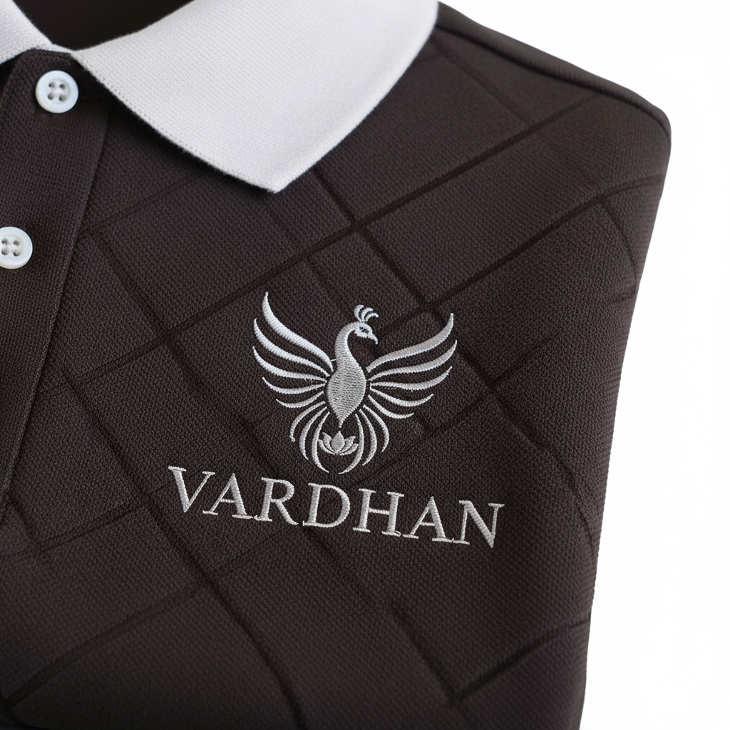Vardhan Diamond Quilted Polo – Espresso & Ivory