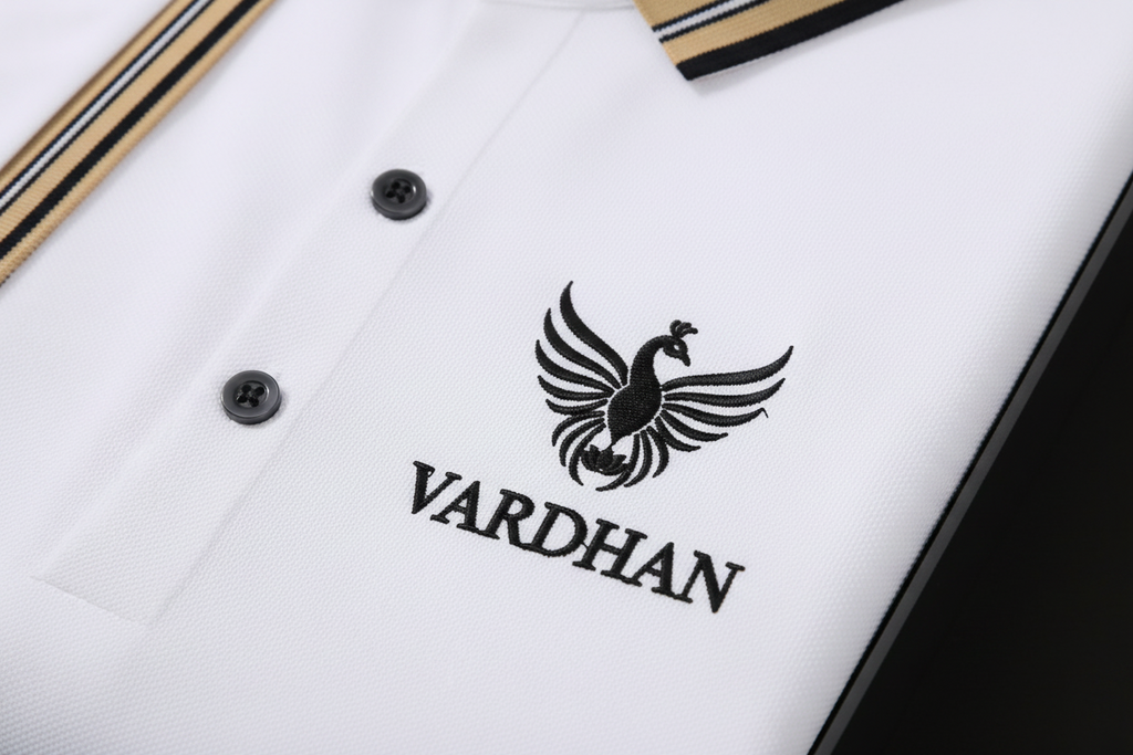 Vardhan Signature Polo T-Shirt – White Gold