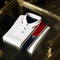 VARDHAN Tricolor Crest Premium Polo – White, Red & Navy