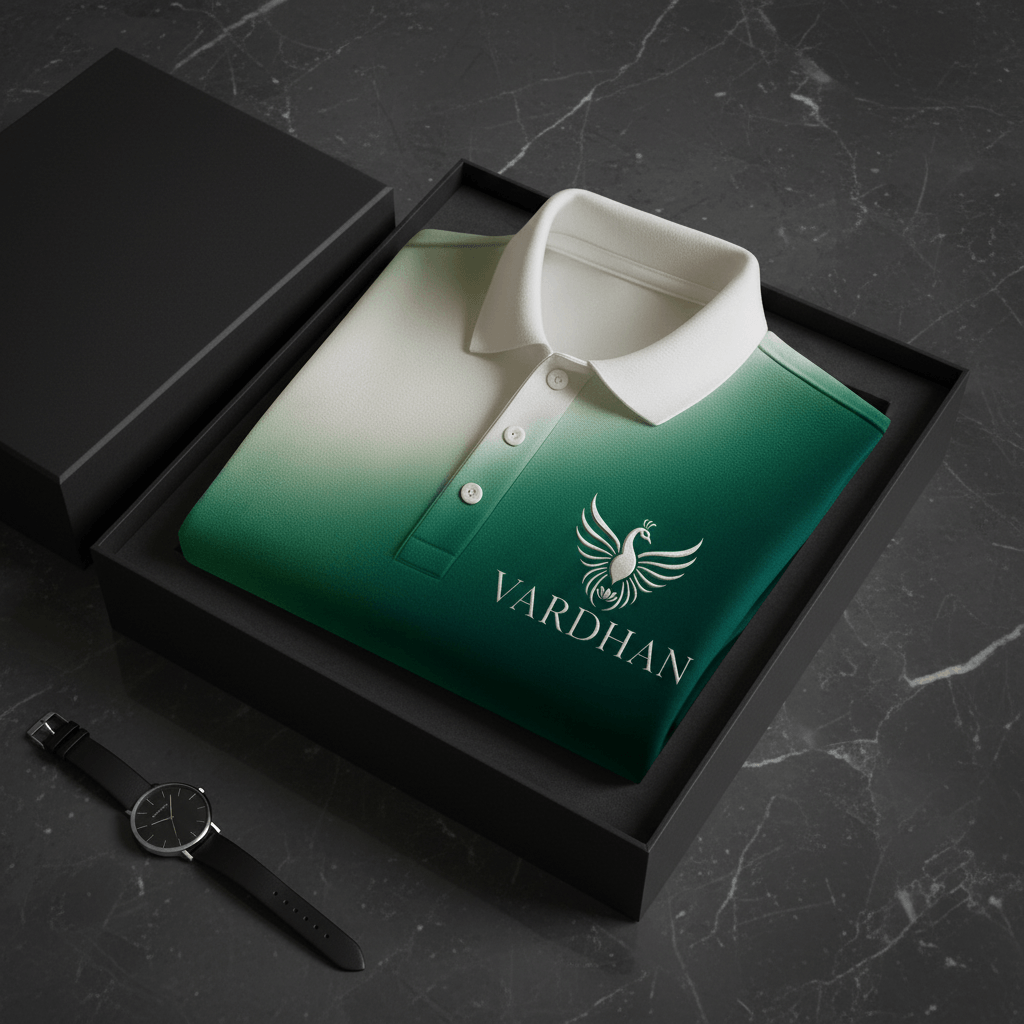 Vardhan Amalfi Polo — White to Teal Ombré Gradient | Women's