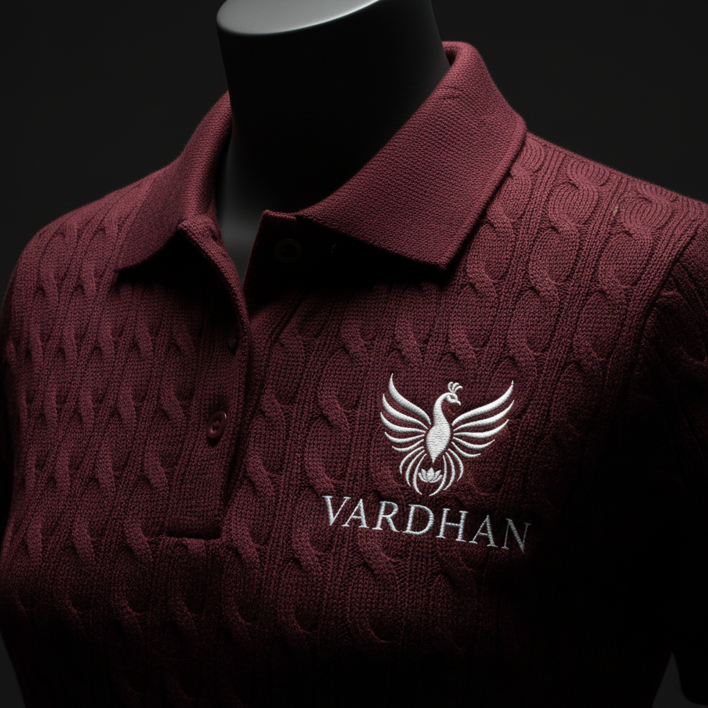 Vardhan Vino Polo — Deep Wine Cable-Knit | Women's